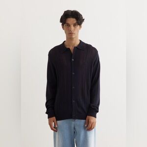 Scalpers Thor Long Sleeve Polo Top Navy Blue XL